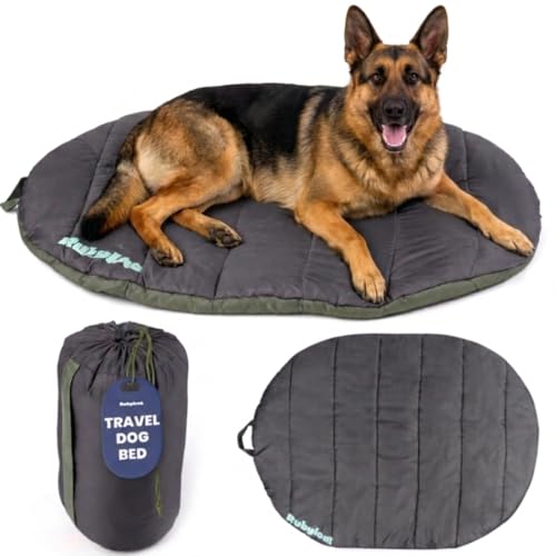 Image of Travel Dog Bed (48 inch x 36 inch) - Foldable & Packable for Travel, Road Trip, Camping- Lightweight, Water Resistant & Cozy with Soft Padding- Compact, Portable & Machine Washable - Large Breeds: Black