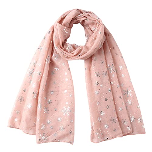 Christmas Snowflake Neck Scarf for Women Black Hot Stamping Shawl Lightweight Stylish Wrap for Autumn Winter Spring
