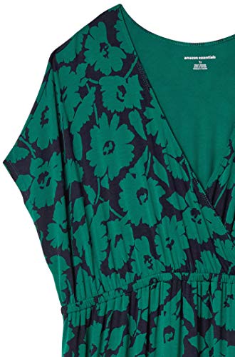 Amazon Essentials Women's Waisted Maxi Dress (Available In Plus Size), Green/Navy, Abstract Floral, 1X #TOP4