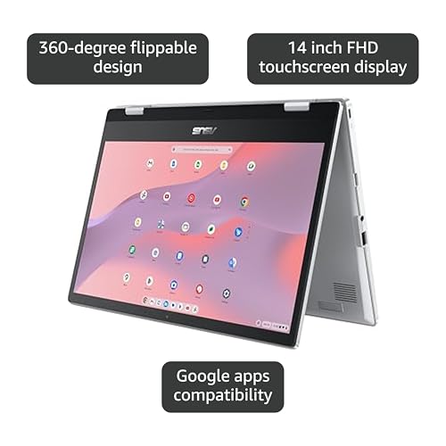 undefined ASUS Chromebook Flip CX1 Convertible Laptop, 14" FHD NanoEdge 360-degree Touchscreen, Intel Celeron N4500 Processor, 128GB eMMC Storage, 8GB RAM, ChromeOS, Transparent Silver, CX1400FKA-AS88FT の商品画像 2