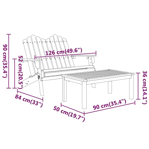Banco Adirondack de acacia y mesa para terrazas y balcones 3