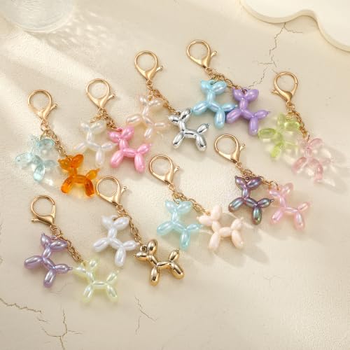 Image of Balloon Dog Keychain Bulk, Fun Purse Charms Bag Decoration | Keychain for Bags, Backpack Purse Charms, Handmade Key Chain for Keys, Carabiner Zipper Pull, DIY Craft Decoration