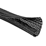 QCSIW 1/4 Inch-25ft Cable Management Sleeve - Flexible Wire Organizer System with Zipper for Home Office TV Computer, Durable Cord Cover Protector, Black