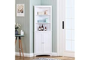 Spirich Tall Corner Cabinet with Doors and Shelves