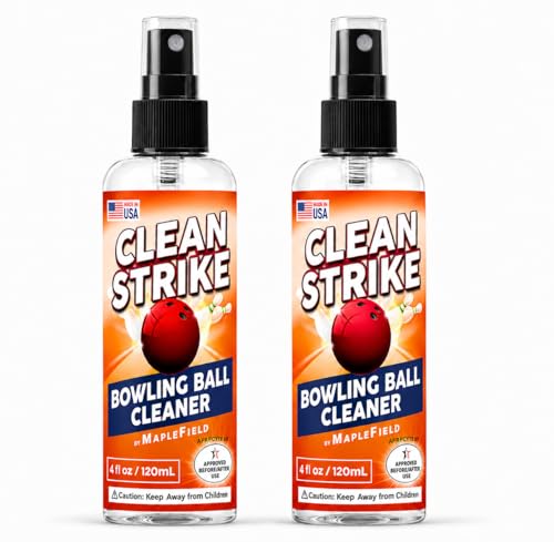 Maplefield Bowling Ball Cleaner Spray - Oil & Stain Cleaner - Tack-Restoring Grip Spray - USBC Compliant Bowling Ball Care - 4 Fl Oz, Pack of 2