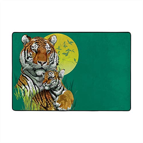 Tapis de sol Ruchen motif tigre vert jungle de qualité premium - 6