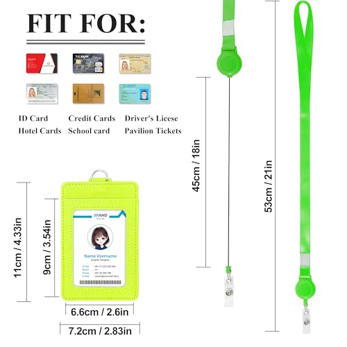 Image of Conisy ID Badge Holder with Retractable Lanyard, Vertical PU Leather ID Badge Card Holder with 2 Card Slots for Women Men (ID Badge Holder Mintgreen)