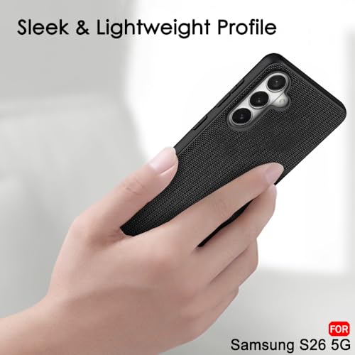Image of TheGiftKart for Samsung S26 Case, Fabric Texture Back Cover, Slim & Lightweight, Ultra-Premium Design, Camera Protection Bump, Hybrid Slim Galaxy S26 Back Cover (PC & TPU, Black)