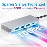 Amazon Basics USB-Hub-Dock für USB 3.2/3.1 2. Generation, 10 Gbit/s, USB-C auf 1 x USB-C / 3 x USB-A, geeignet für Windows/Mac, Silber, Schwarz – Ansicht 3