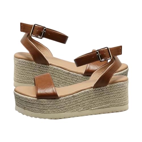 Sandalias Mujer Verano Con Cuña Plataforma Sandalias Alpargatas De Vestir Tacon Con Hebilla Moda Flexibles Zapatos Esparto Ortopédicas Punta Abierta Casual Antideslizantes Boda Fiesta Caminar Ofertas