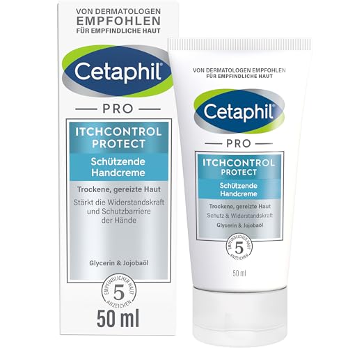 CETAPHIL PRO ItchControl Protect Schützende Handcreme, 50ml, Für sehr trockene und gereizte Hände, Stärkt die Widerstandskraft der Hände, Mit Jojoba-Öl & Glycerin