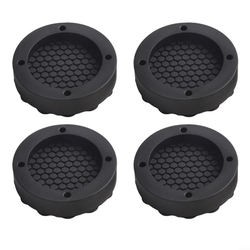 Alfombrillas antivibración para lavadora, 4 unidades, base de silicona para estabilidad, absorción de impactos y prevención de humedad (negro)