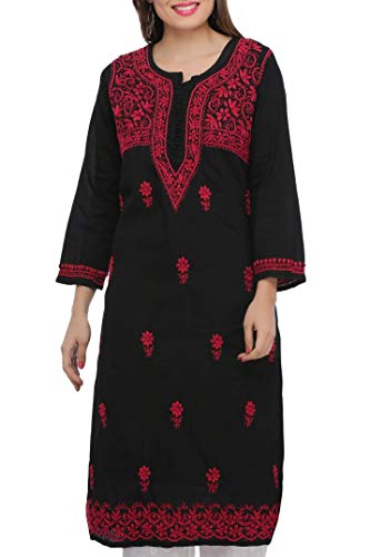 Image of Ada Hand Embroidered Lucknowi Chikankari Cotton Kurta for Women A341075