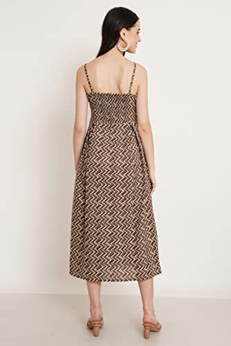 Image of COTLAND Fashions Breathable Cotton Printed A-Line Midi Dress for Women