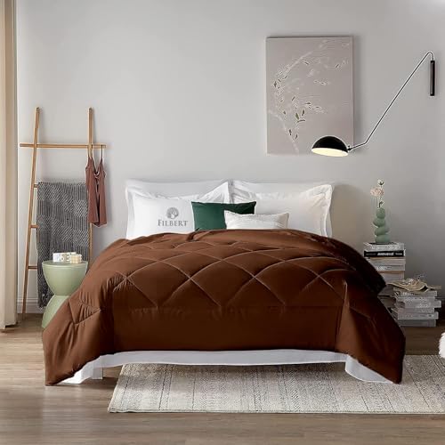 Image of Filbert 600 GSM Comforter for King Size | Super Warm Winter Quilt /Rajai | Thick Microfiber Blanket with Cloud-Soft Fill | Luxury Bedding for Winters - 92x106 Inch | Chocolate Brown