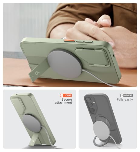 Image of SURITCH for Samsung Galaxy S25+ Plus Phone Case, Magnetic Shockproof Protective Cover with Camera Cover & Adjustable Metal Kickstand for Galaxy S25+ Plus(2025)-Sage Green