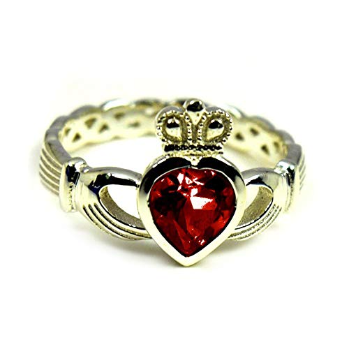 Image of Choose Your Color Natural Gemstone Irish Claddagh Silver Ring Friendship Love 55 Carat Brand Size 5 to 12