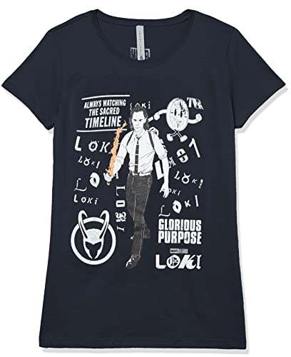 T-shirt Loki Marvel fille bleu marine vêtements coton manches courtes XL
