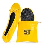 Silky Toes Foldable Flats for Women Purse Ballet Shoes Ballerina Slippers Yellow