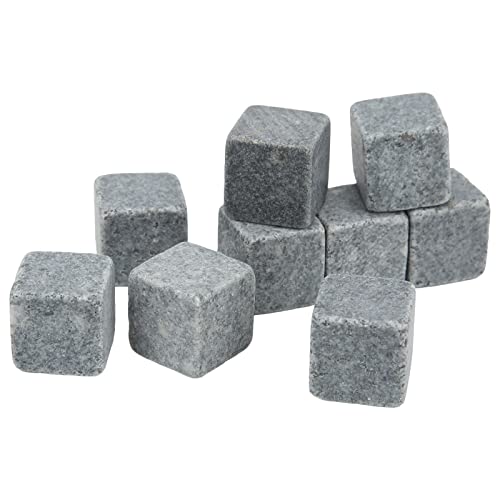KIMISS Juego de Bolsas de Franela con Piedras para Whisky, Piedras de Granito de 2cm, Whisky, Hielo, Tarta, para, Ginebra, Vino, Vodka con Bolsa de Franela (9)