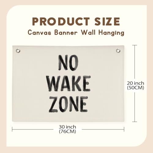 Image of Kids Room Decor No Wake Zone Surf Nursery Playroom Decor Canvas Banner,Coastal Baby Room Decor,Beach Nursery Decorations,Lake House Nautical Wall Hanging Flag Canvas Banner 30x20 Inch