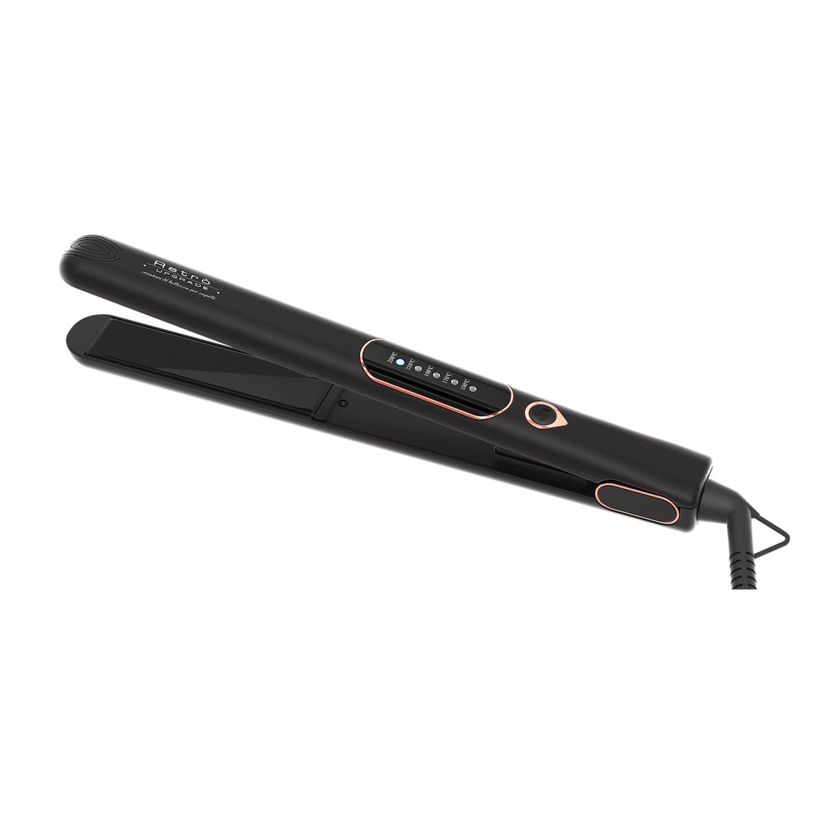 RUP-L69C, piastra professionale, colore nero, piastra per capelli, piastre in tormalina, temperatura regolabile fino a 230 °C