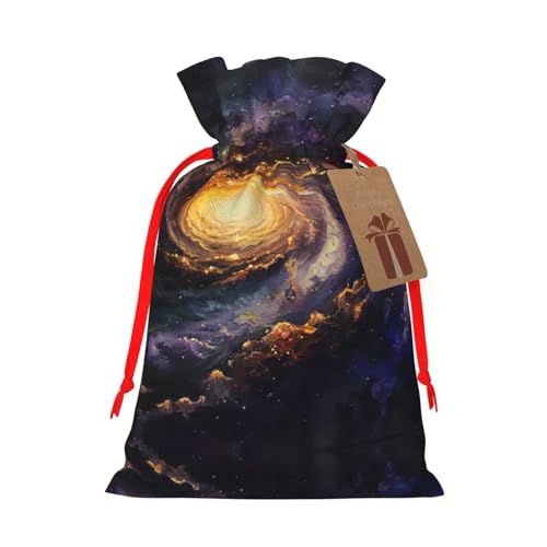 Cvnbmakk Galaxy クリスマス巾着ギフトバッグ L&M 不織布トートバッグはホリデーパーティーに最適