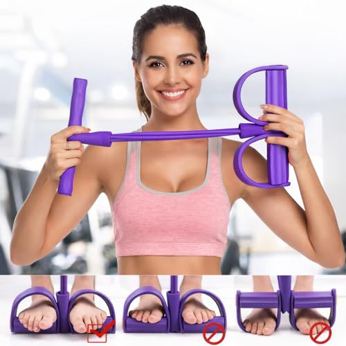Image of 4 Tube Tummy Trimmer Resistance Band Pedal Exerciser for Men & Women | Heavy Duty Pull Rope Home Gym Equipment for Abs, Waist, Arms, Legs, Yoga, Fitness Workout (Multicolor)
