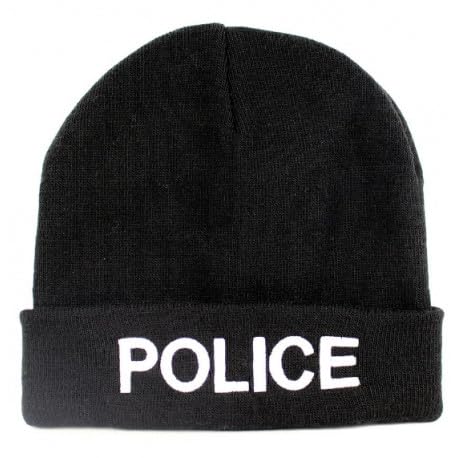 Schwarze Polizei-Mütze – 100% Acryl | Warm & Bequem...