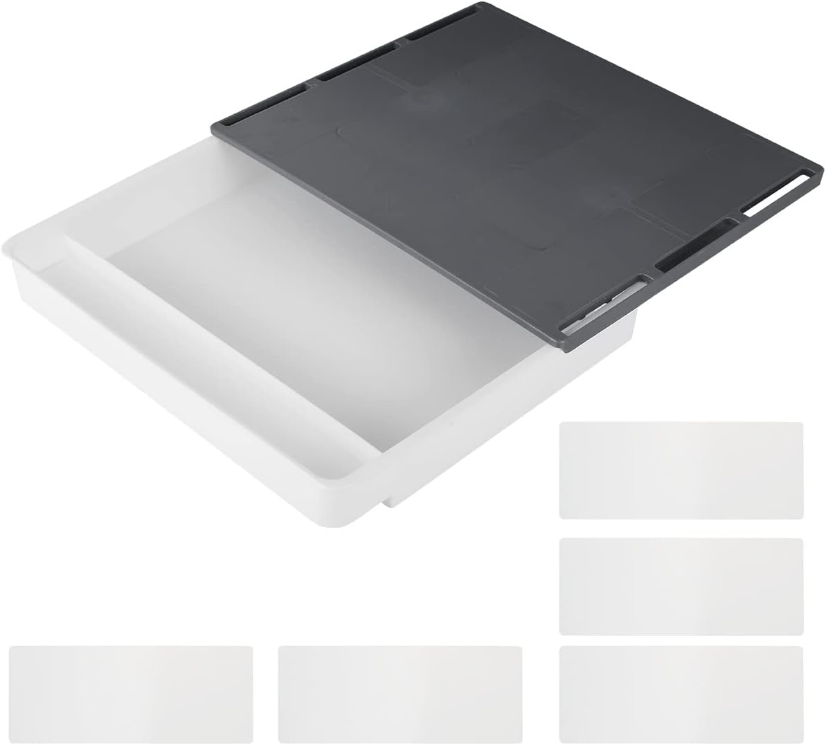 Under Table Drawer Storage with 5 Stickers, Large Hidden Desktop Drawer