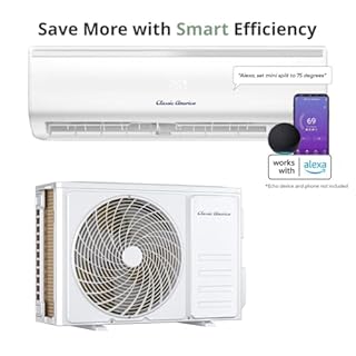 Classic America 12000 BTU Wall Mounted Mini Split Inverter without Wires with Heat Pump, 15 Feet Line Set, Range up to 600 Square Metres, (19 SEER2, 120 VAC), WiFi/Alexa