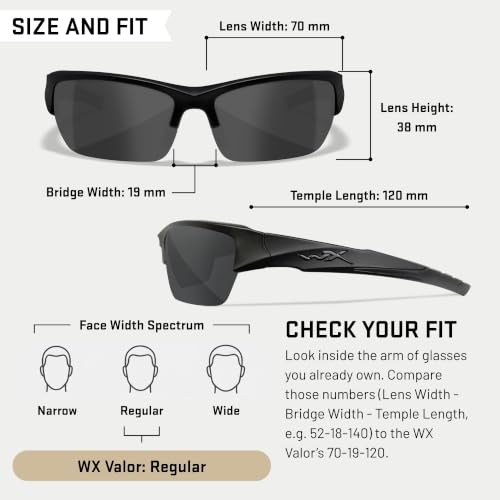Image of Wiley X WX Valor Tactical Sunglasses, Safety Glasses UV Eye Protection
