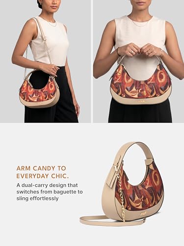 Image of ZOUK Women's Vanya Baguette | Crossbody Vegan Leather Sling Bag | Detachable Strap