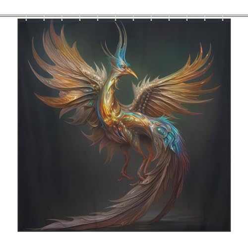 Rideau de douche phénix en polyester 183x183 cm lavable avec crochets