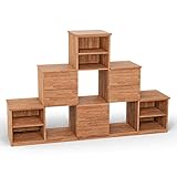 ben+camilla.com Square Massivholz Pyramiden-Regal | Regalwürfel-Set Kalkutta | 182,8 x 117,6 x 40 cm in Kernbuche | mit Schubladen