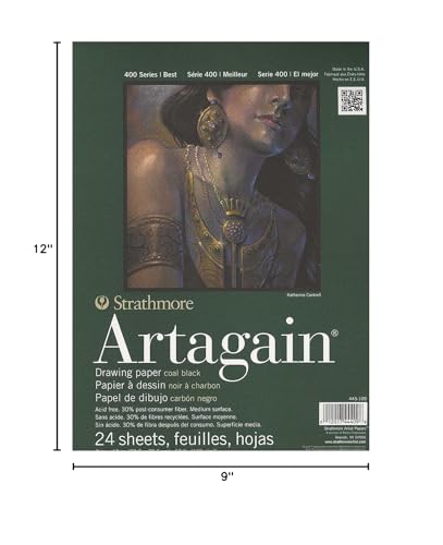 image for Strathmore 400 Series Artagain Pad, Coal Black Paper, Glue Bound, 9x12
