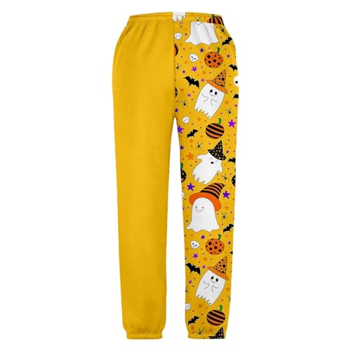Halloween Sweatpants for Girls Straight Elastic High Waist Drawstring Jogger Kids Cute Ghost Pumpkin Fall Pants3
