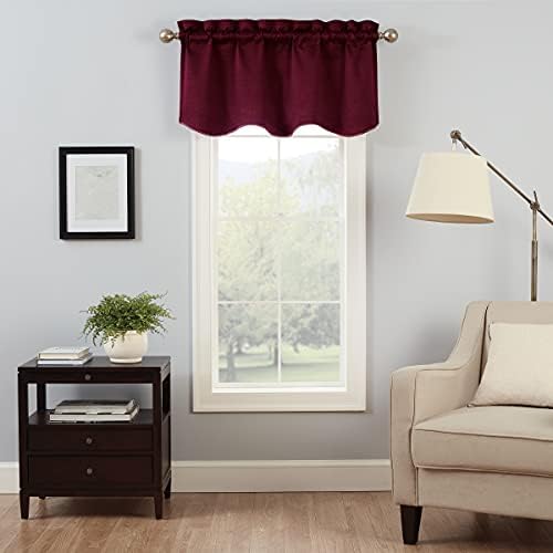 Eclipse Canova Modern Blackout Valance Rod Pocket Window Curtain for Kitchen or Bathroom, 42" x 21", Burgundy