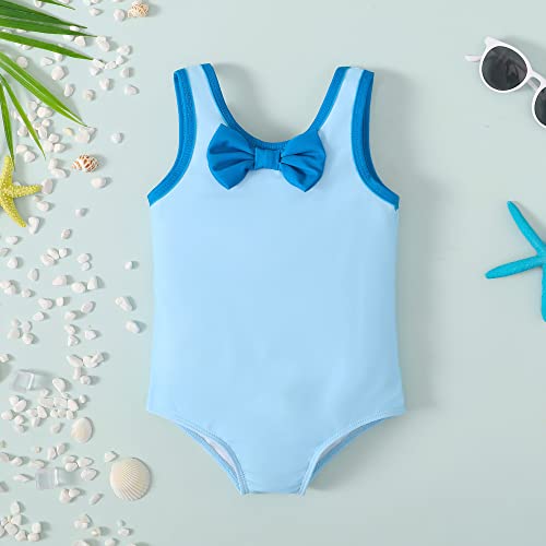 2T Swimsuit Girl Toddler Girl Bathing Suit Little Girl One Piece Swimsuit Quick Dry Girls' Swimwear Summer Beach Outfits Set Cute Bathing Suits For Girls Blue 2T 3T #TOP4