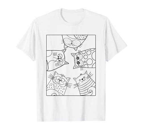 Coloring Shirt For Kids. Funny Cats Diy Tshirt To Paint On T-shirt