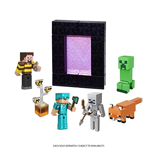 Mattel Minecraft Bees Action Figure, 3.25-In, With 1 Build-A-Portal Piece & 1 Accessory, Building Toy Inspired By Video Game, Collectible Gift For Fans & Kids Ages 6 Years & Older #TOP3