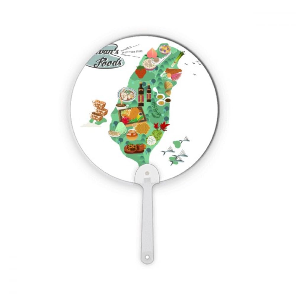 Décorations artisanat Taiwan Foods Map avec éventail plastique