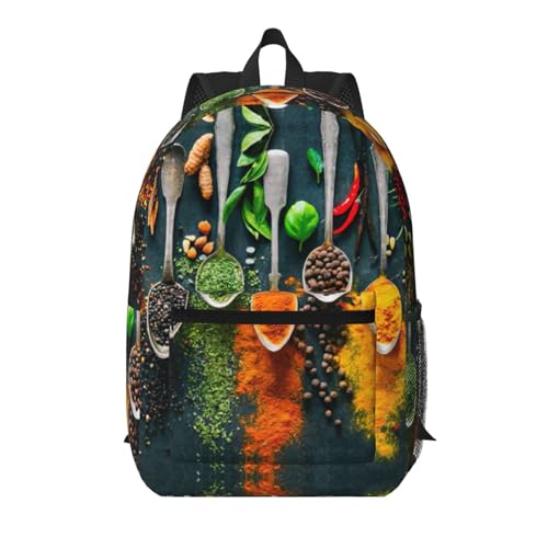 Sac à dos de voyage noir 43 cm pour organiser vos affaires facilement avec poche motif épices