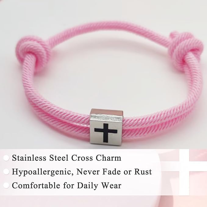 Baptism Gifts Cross Bracelet for Girl, First Communion Confirmation Bless Gifts for Teenage Girls Boys, Kindergarten Preschool Graduation Christening Gift for Daughter Granddaughter Godchild