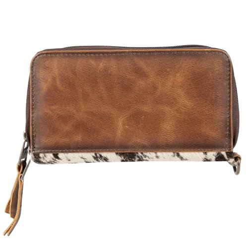 STS Ranchwear Women's Vaquero Kacy Organizer 9.75" W x 4.25" H Zip Around Leather Wallet w/ 32 Card Slots, Cowhide/Tan, One Size3