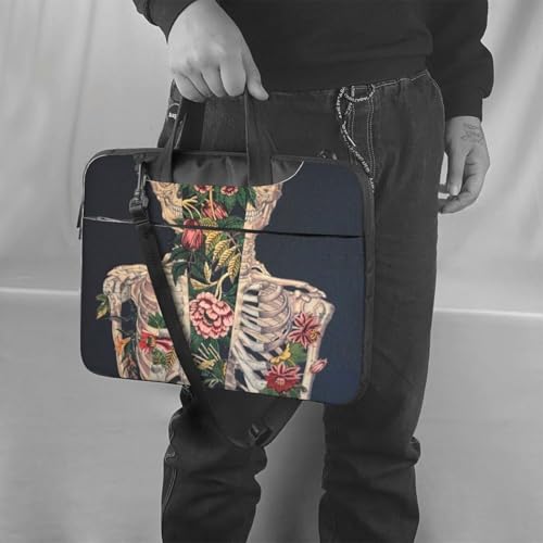 Sac pour ordinateur portable tête de mort et imprimé floral pour bureau