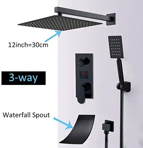Mélangeur douche LWX noir mat numérique thermostatique avec écran LED pour salle d'eau - 2