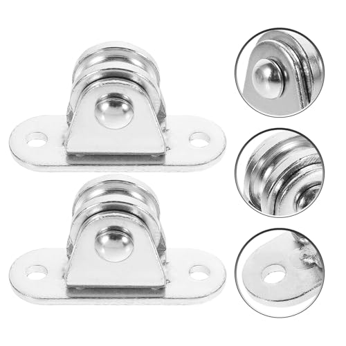 Juego de 6 poleas de tracción de acero inoxidable con rodamientos, bloque de elevación de montaje en pared y techo para cables de alimentación, tendederos y cuerdas, fácil instalación y uso versátil