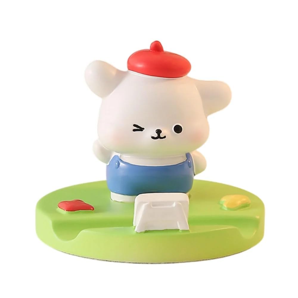 Kawaii Phone Stand – Cute Desk Ornament Universal Holder for All Smartphones & Tablets – Adorable Desktop Figurine for Office, Home, Gift (Artist Puppy)
