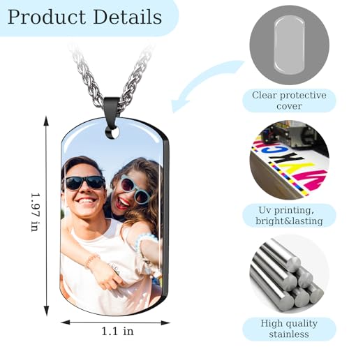 Custom Picture Pendant Necklace for Men - Dog Tags Personalized Photo Necklace With Photo Text for Men Women Memorial Gifts2